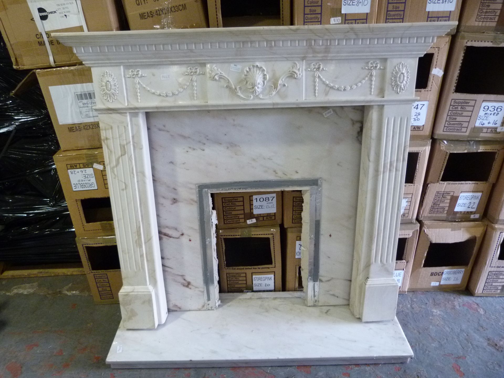 Adams Style Marble Effect Fire Surround with Marbl