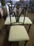 Three Metal Framed Upholstered Chairs