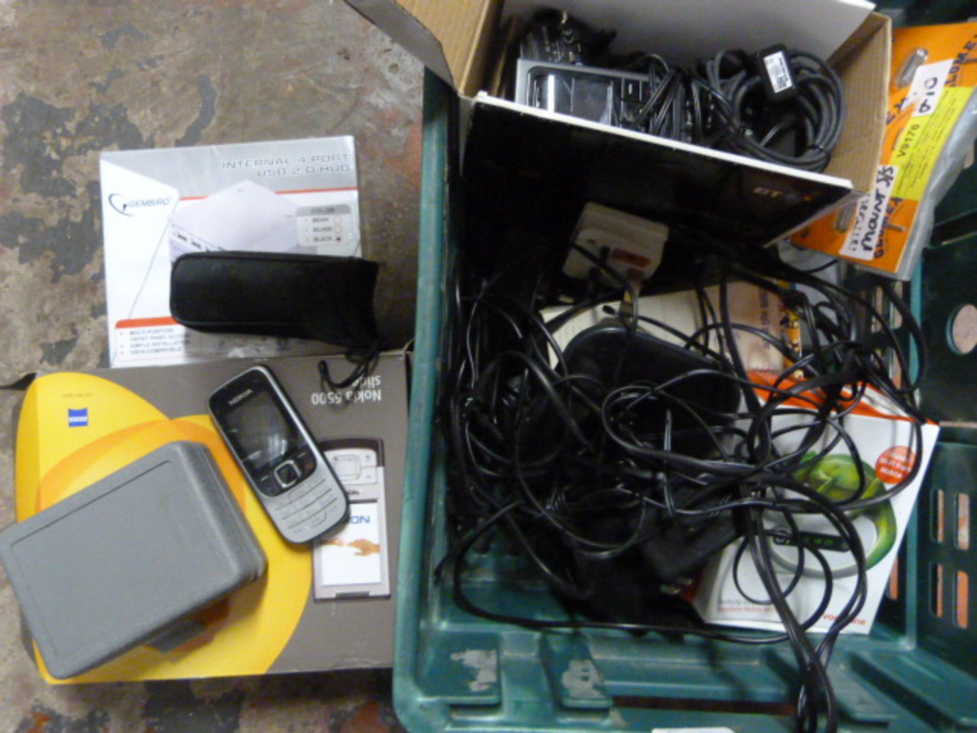 Small Box of Electricals Including Mobile Phones,