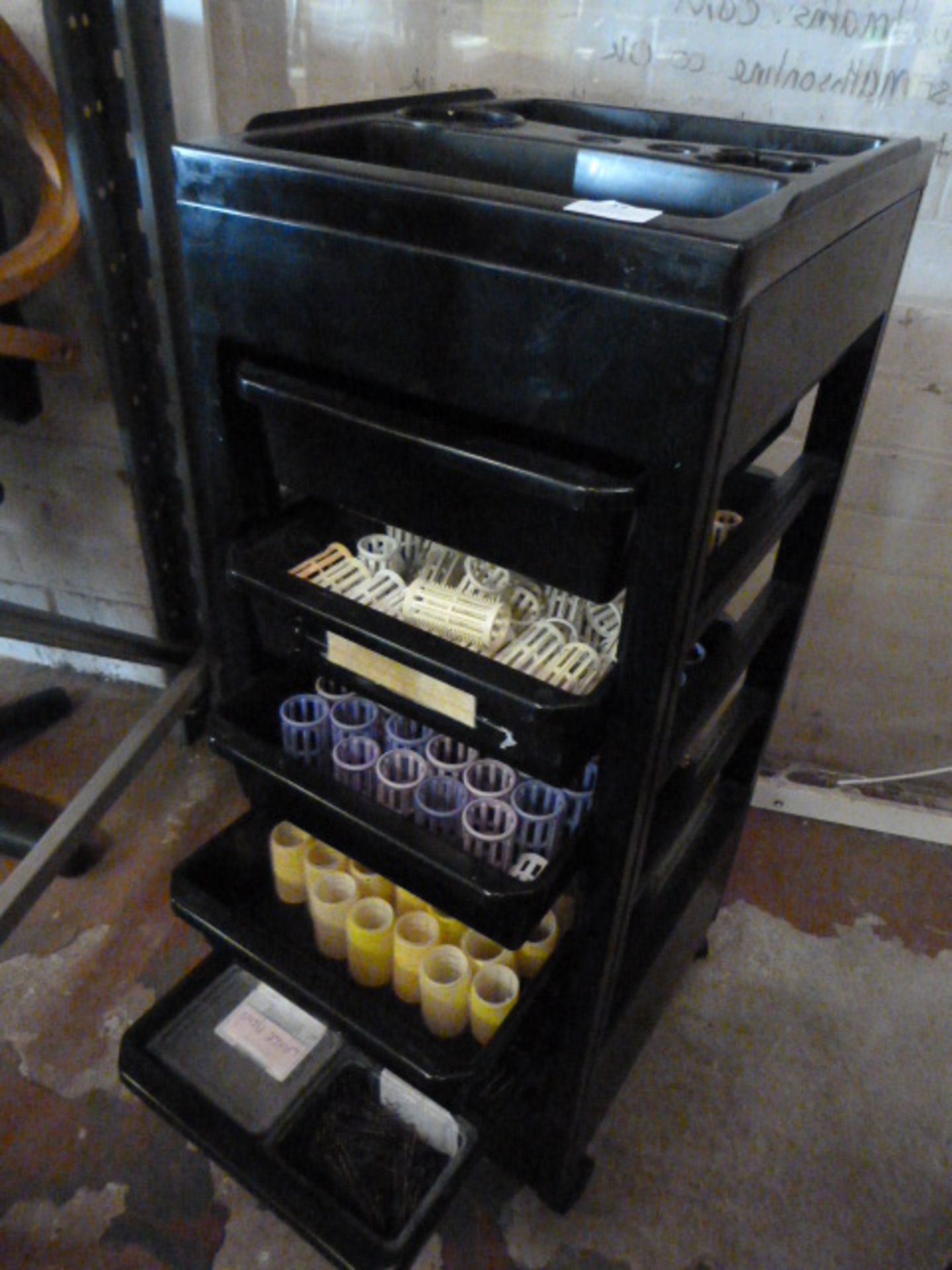 Plastic Five Drawer Salon Trolley Containing Rolle