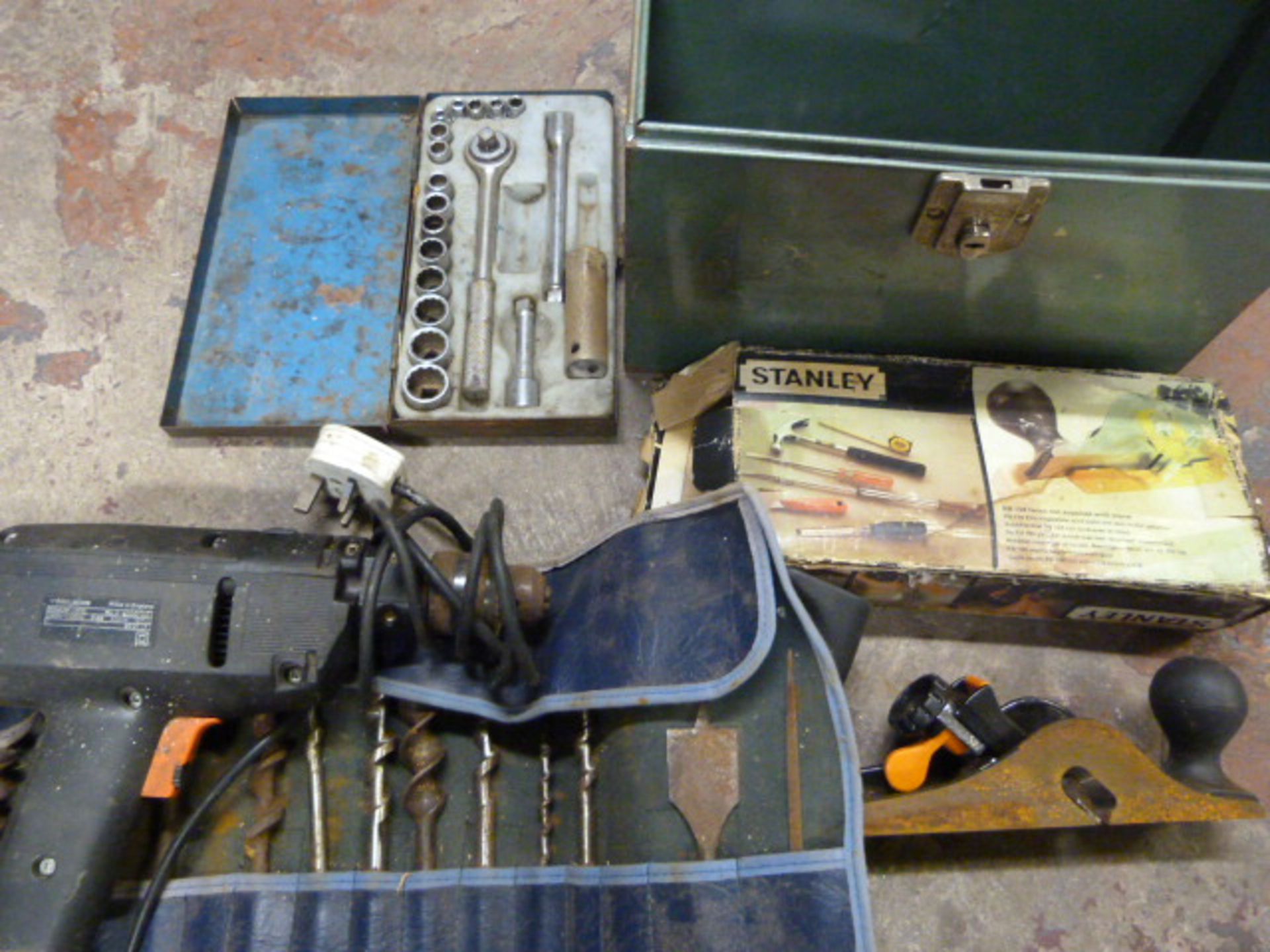 Black & Decker Drill with Bits, Stanley Plane, and