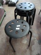 Five Metal Framed Stools with Black Plastic Seats