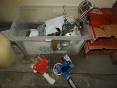 *Box of Assorted Light Fittings, Tape Dispensers,