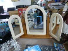 Triple Mirror on Pine Stand