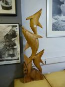 Carved Wooden Dolphins