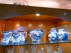 Collection of Blue & White Jugs, Ginger Jars, etc.