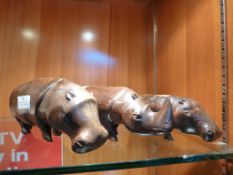 Three African Ebony Carved Wood Animals