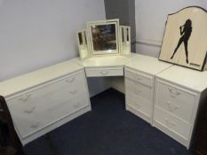 Cream Three Drawer Chest, Two Three Drawer Bedside
