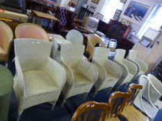 Five Vincent Shepard Lloyd Loom white chairs