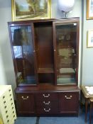 Mahogany Effect Glazed Display Cabinet with Drawer