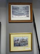 Two Lowry Prints - Piccadilly Gardens and a Canal