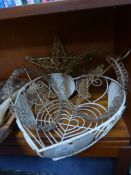 Heart Shaped Metal Basket and Christmas Decoration