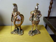 Two Bronze Effect Spartan Figures