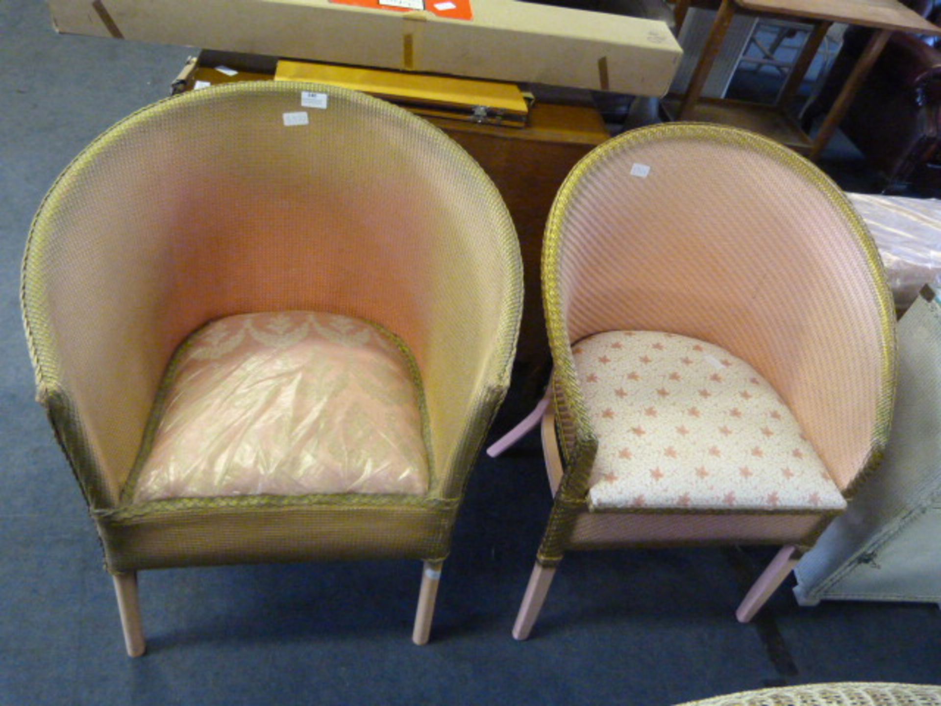 Pair of Cane Pink & Gold Bedroom Chairs