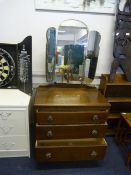 Dressing Chest with Three Drawers and Triple Mirro
