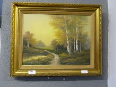 Gilt Framed Oil on Canvas - Woodland Scene