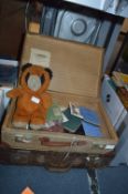 Two Small Vintage Suitcases plus Contents including Ephemera & Vintage Clothing