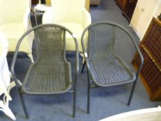 Two Black Painted Wicker Chairs