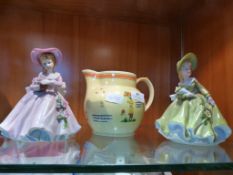 Ceramic Jug and Two Porcelain Figures