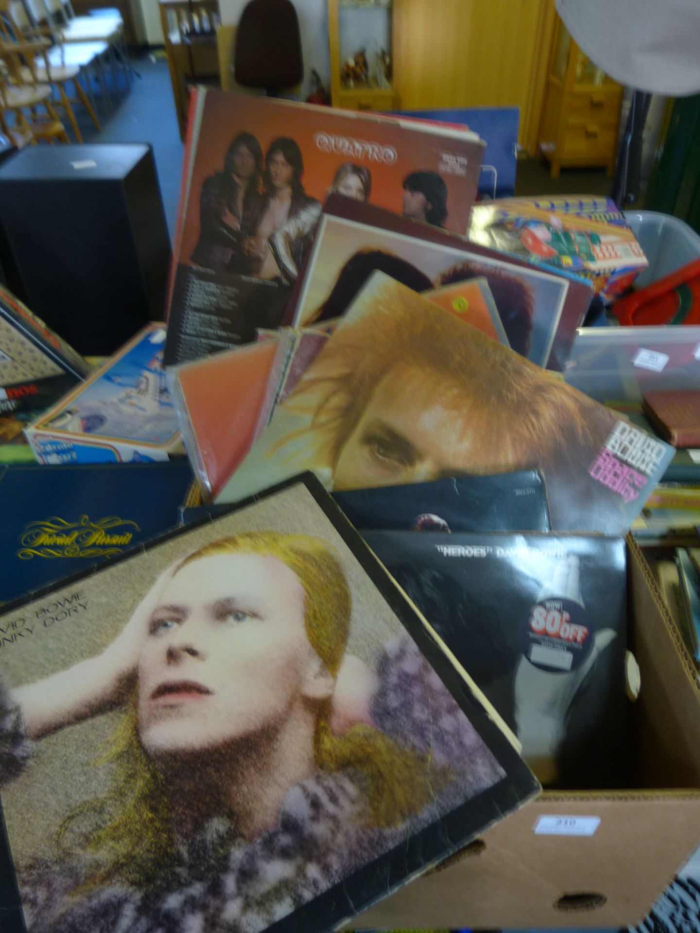 Box Containing LP Records Including David Bowie et