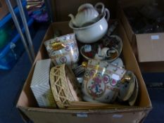 Large Box of Miscellaneous Ceramics; Oriental Bowl