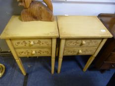 Pair of Painted Bedside Cabinets with Drawers