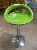 *Lime Green Barstool on Chrome Single Pedestal Bas