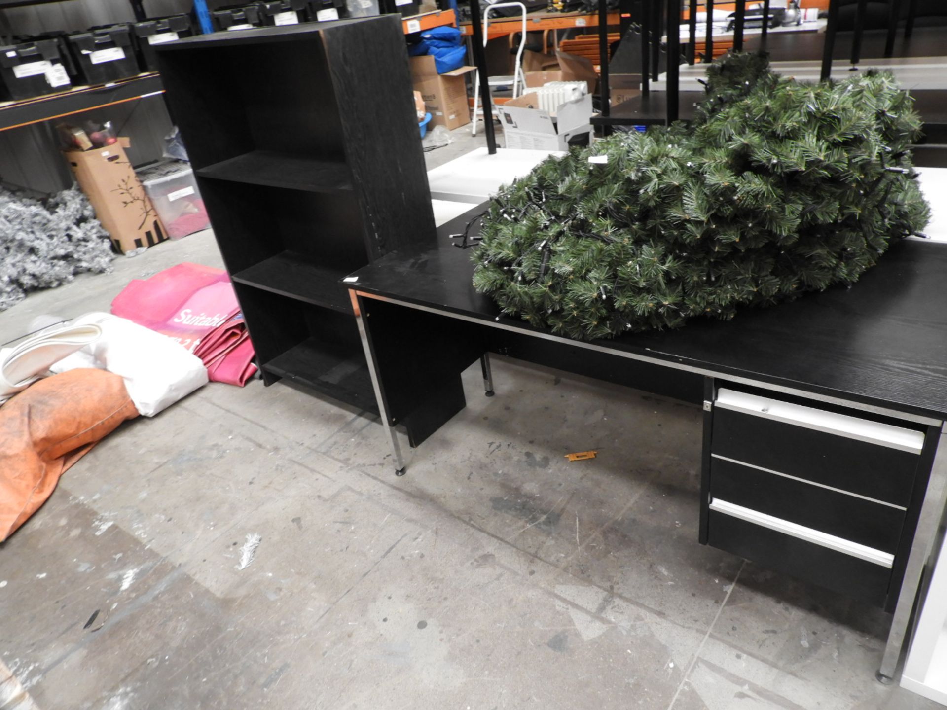 *Black Ash Single Pedestal Desk and Matching Bookc