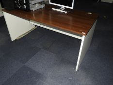 Modern Office Desk in White & Dark Wood Finish 160cm x 80cm