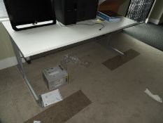 Straight Office Desk 180x80cm (White & Silver Finish)
