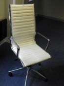 Contemporary Office Chair (Cream Faux Leather and Chrome)