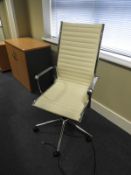 Contemporary Style Executive Chair (Cream Faux Leather on Chrome Frame)