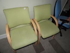 Pair of Reception Chairs (Lime Green & Beech)
