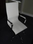 Contemporary Style Executive Swivel Chair (White Faux Leather & Chrome)