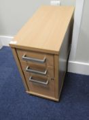 Standalone Three Drawer Unit in Light Beech and Brushed Stainless Steel Finish