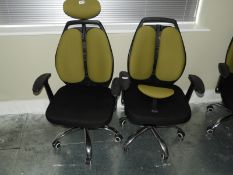 Pair of Contemporary Style Office Chairs (Lime Green & Black)