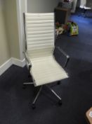 Contemporary Style Office Chair (Cream Faux Leather on Chrome Frame)