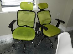Pair of Contemporary Style Office Chairs (Lime Green & Black)