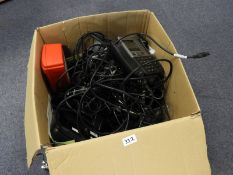 Box Containing BT Falcon IP Telephones, Computer Cables, Accessories, etc.