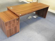 Dark Wood Office Desk 180x80cm with Matching Three Drawer Standalone Pedestal Unit