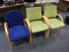 Two Beech Framed Reception Chairs