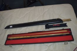 Two Snooker Cues and an Extender
