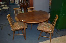 Circular Dining Table with Four Ercol Style Dining
