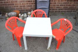 Child's Plastic Table and Chairs