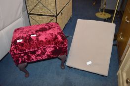 Velvet Upholstered Piano Stool, Footstool and a Go