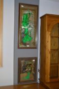 Pair of Art Nouveau Style Framed Wall Mirrors