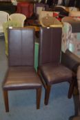 Pair of Brown Leather Dining Chairs