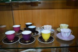 Three Shelly Lotus Cups & Saucers, and Six Royal A