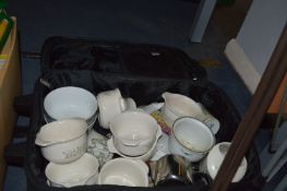 Suitcase Containing Pottery Items etc.