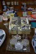 Cut Glass Dressing Table Set and a Part Viners Set